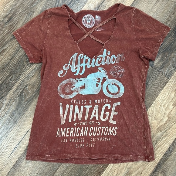 Affliction American Customs Women’s Shirt size small 100% cotton. Mortorcyle - Picture 1 of 12
